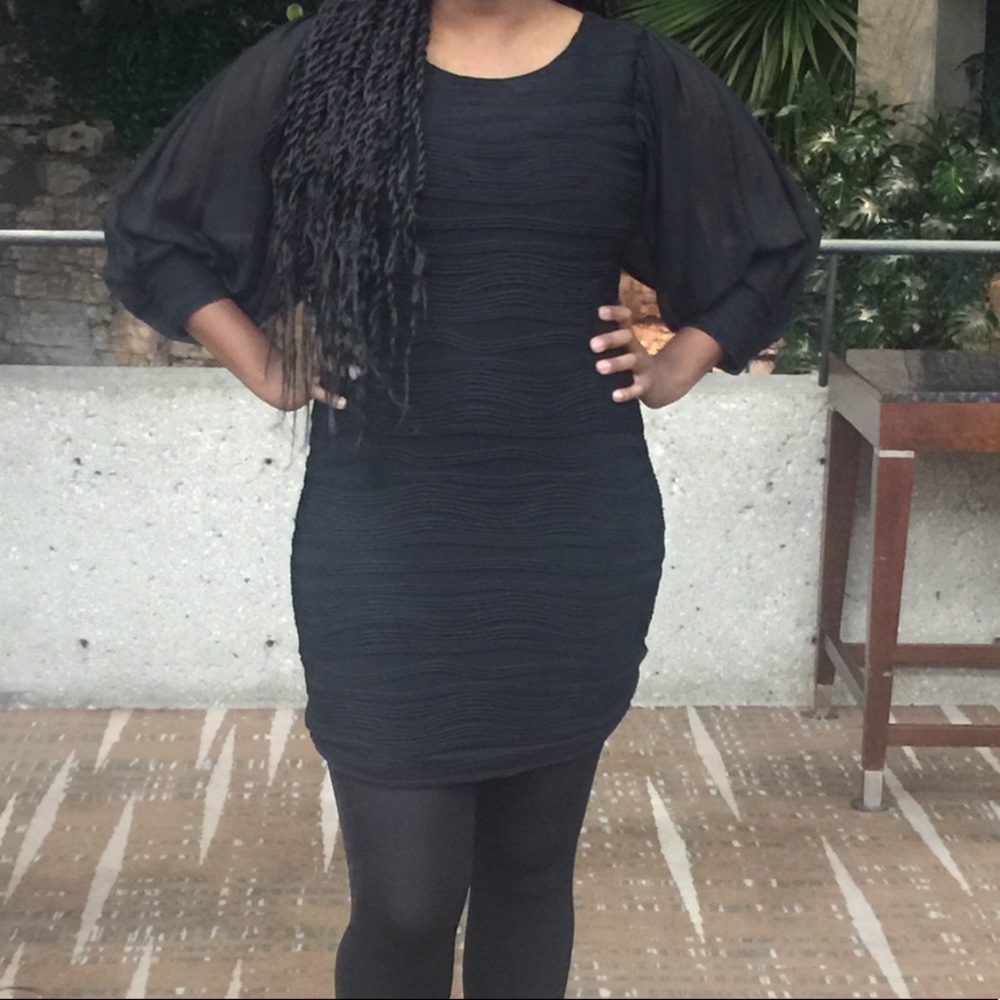 Black Flowy Sleeve Dress